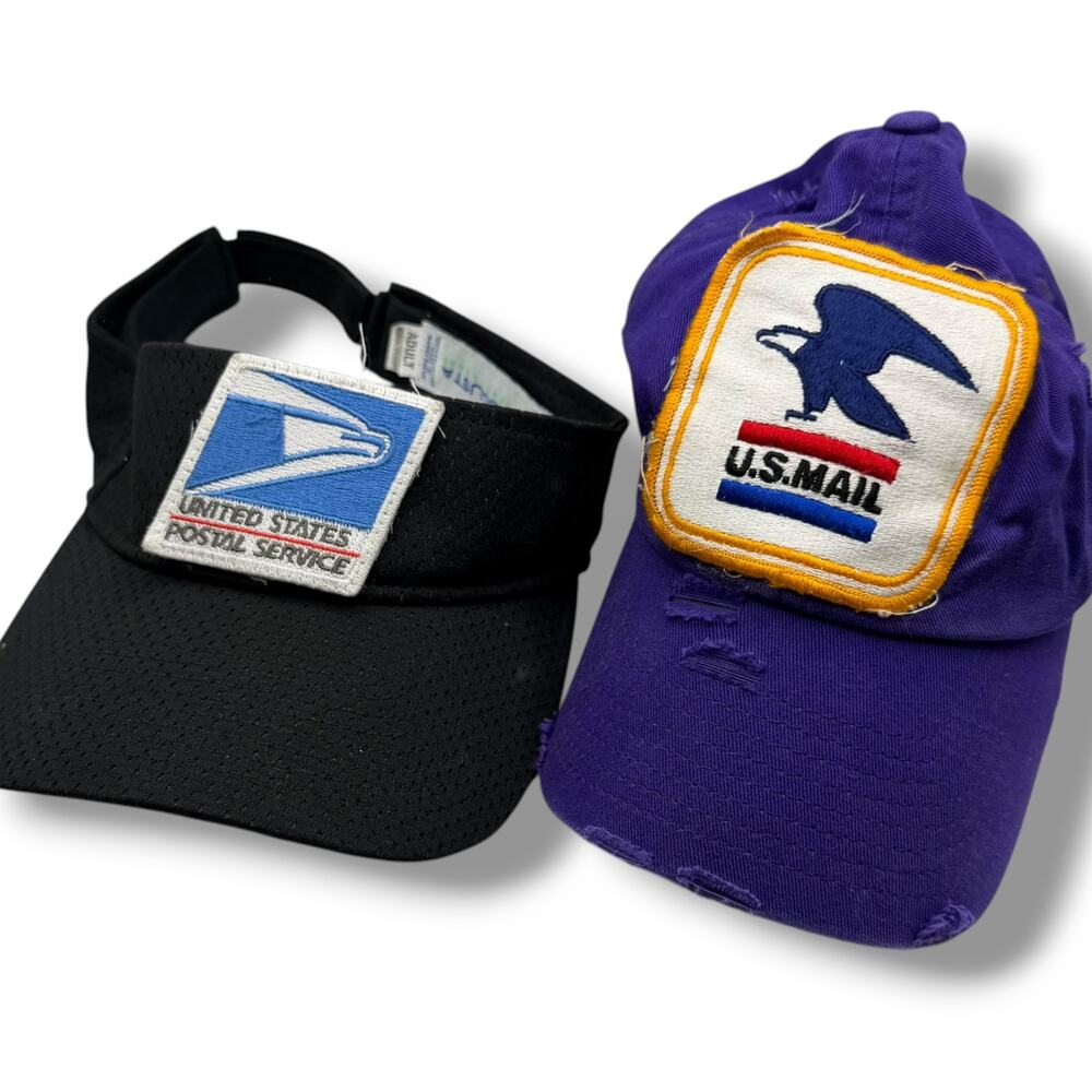 x2 USPS RCA Delivery Uniform Purple & Black Distressed Hat Vintage Patch